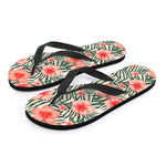 Exotic Tropical Hibiscus Pattern Print Flip Flops