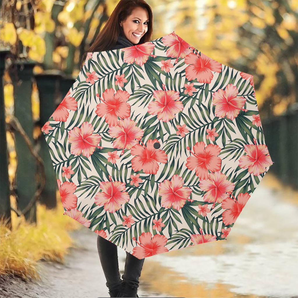 Exotic Tropical Hibiscus Pattern Print Foldable Umbrella