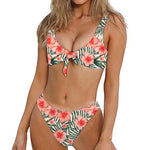 Exotic Tropical Hibiscus Pattern Print Front Bow Tie Bikini