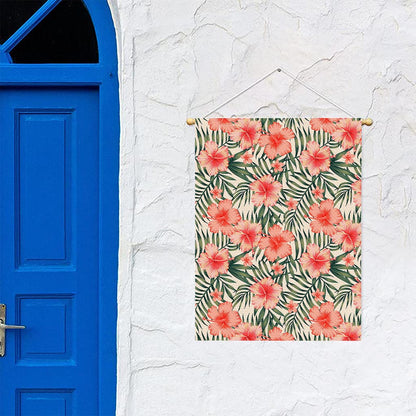 Exotic Tropical Hibiscus Pattern Print Garden Flag