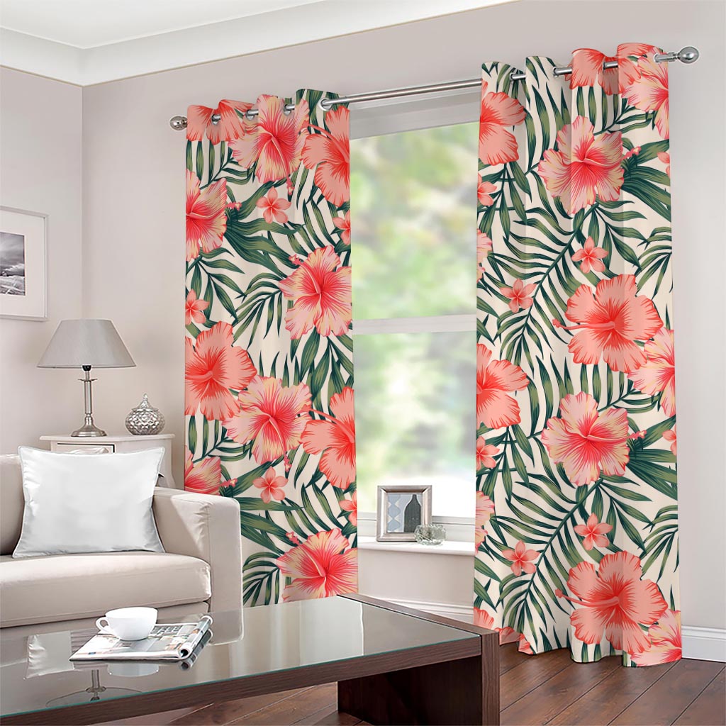 Exotic Tropical Hibiscus Pattern Print Grommet Curtains
