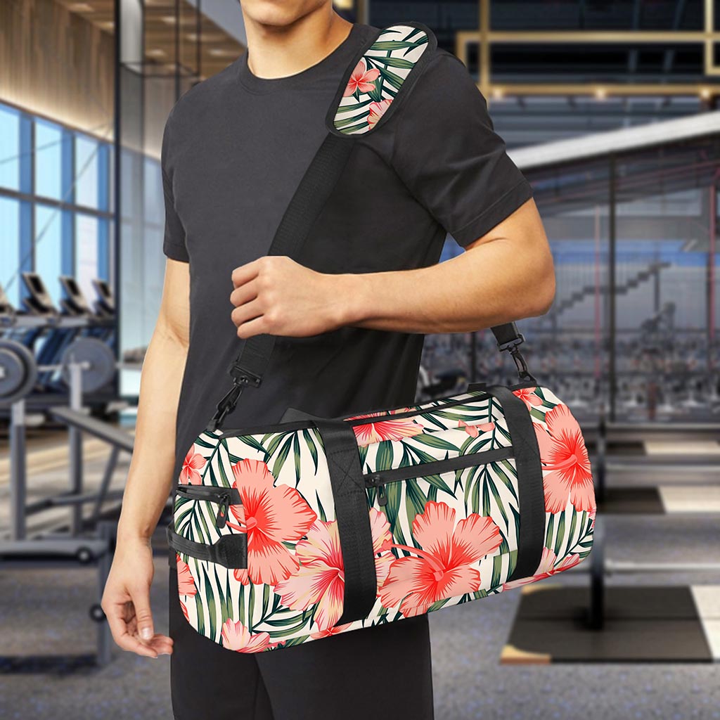 Exotic Tropical Hibiscus Pattern Print Gym Bag