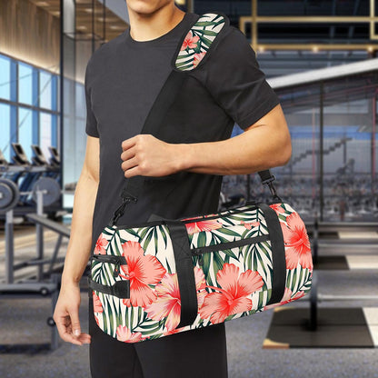 Exotic Tropical Hibiscus Pattern Print Gym Bag