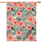 Exotic Tropical Hibiscus Pattern Print House Flag