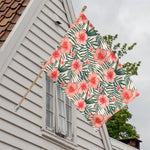 Exotic Tropical Hibiscus Pattern Print House Flag
