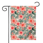 Exotic Tropical Hibiscus Pattern Print House Flag