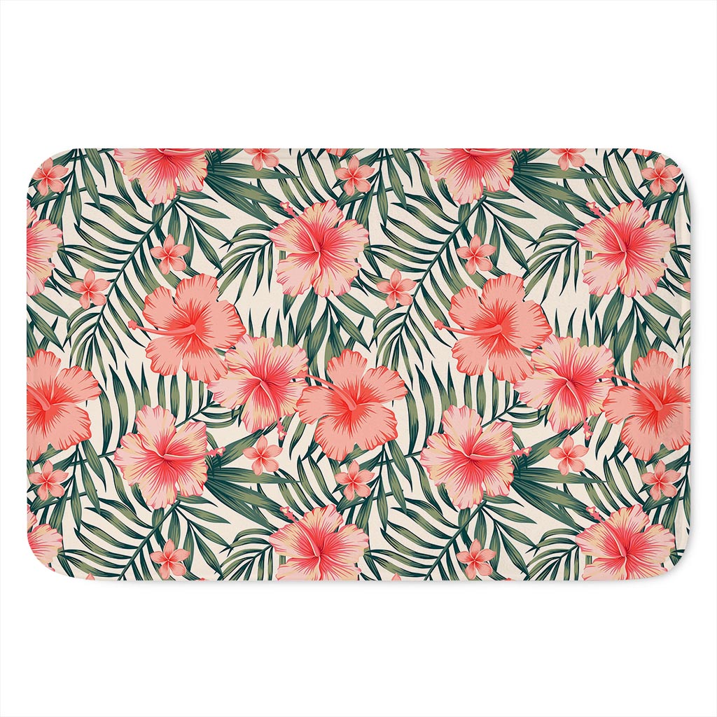 Exotic Tropical Hibiscus Pattern Print Indoor Door Mat