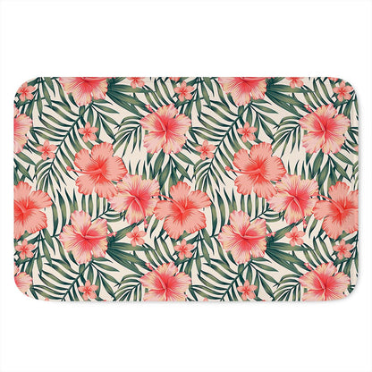 Exotic Tropical Hibiscus Pattern Print Indoor Door Mat