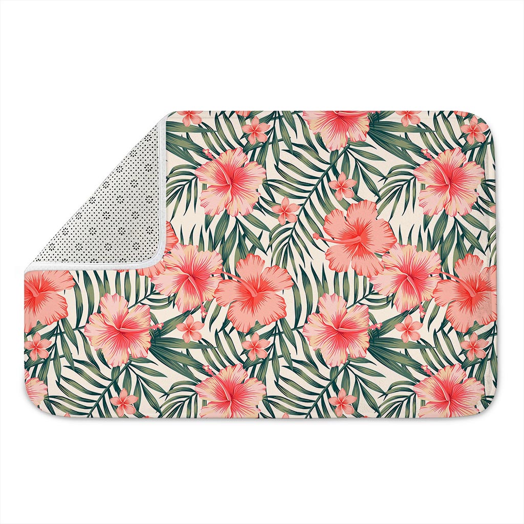 Exotic Tropical Hibiscus Pattern Print Indoor Door Mat
