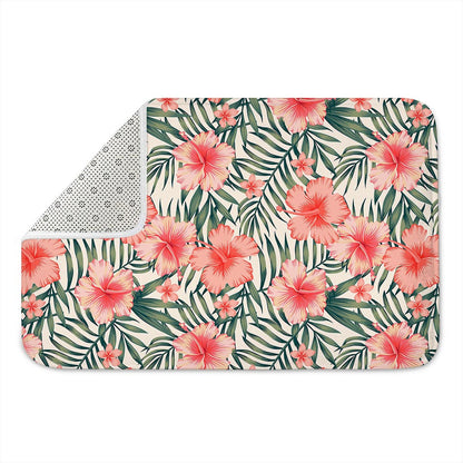 Exotic Tropical Hibiscus Pattern Print Indoor Door Mat