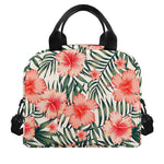 Exotic Tropical Hibiscus Pattern Print Insulated Lunch Bag