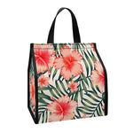 Exotic Tropical Hibiscus Pattern Print Insulated Lunch Tote