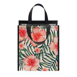 Exotic Tropical Hibiscus Pattern Print Insulated Lunch Tote