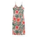 Exotic Tropical Hibiscus Pattern Print Jersey Midi Cami Dress