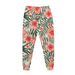 Exotic Tropical Hibiscus Pattern Print Jogger Pants