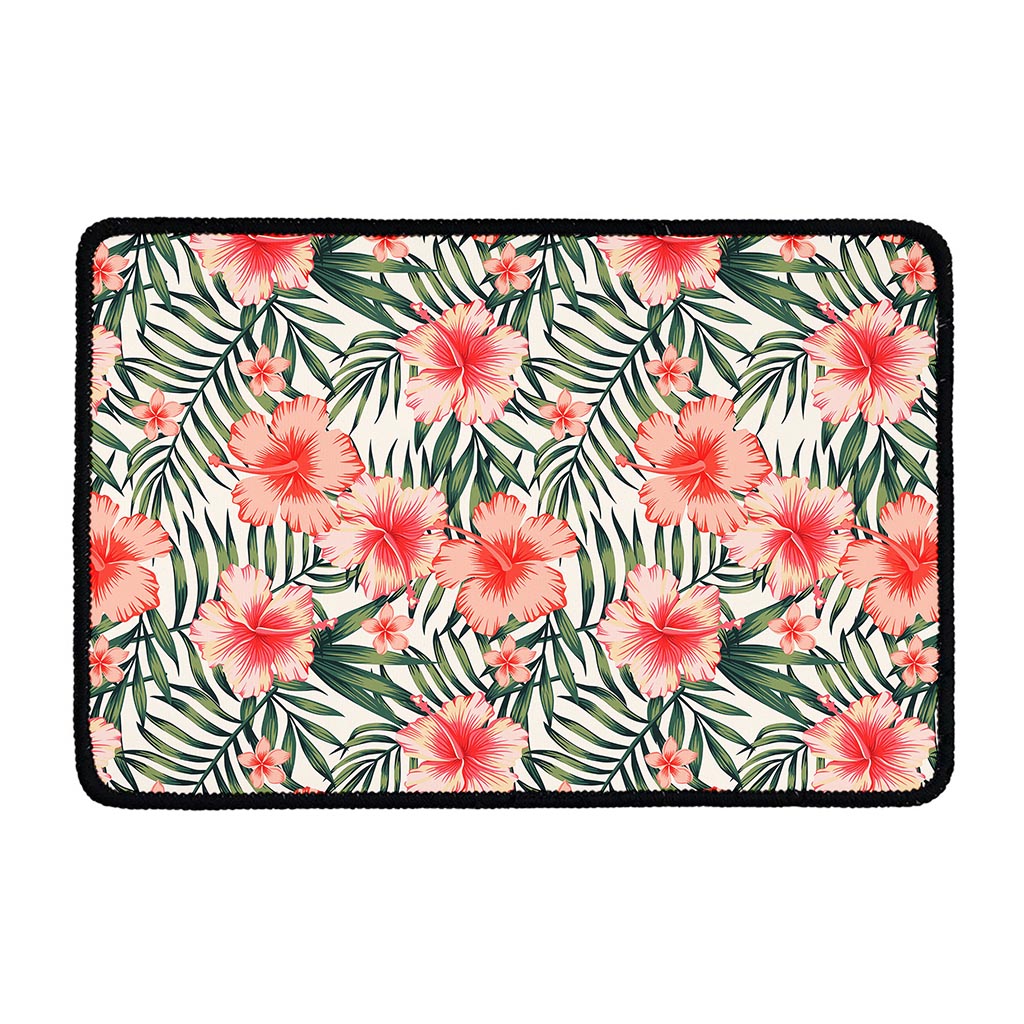 Exotic Tropical Hibiscus Pattern Print Kitchen Mat
