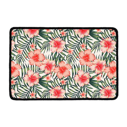 Exotic Tropical Hibiscus Pattern Print Kitchen Mat