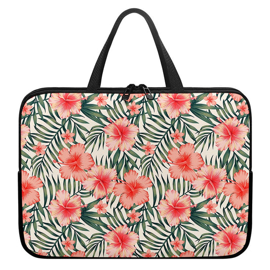 Exotic Tropical Hibiscus Pattern Print Laptop Sleeve With Handle