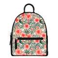 Exotic Tropical Hibiscus Pattern Print Leather Backpack