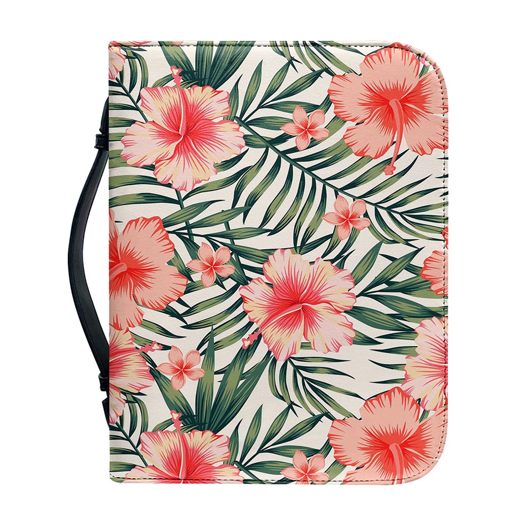 Exotic Tropical Hibiscus Pattern Print Leather Bible Cover
