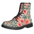 Exotic Tropical Hibiscus Pattern Print Lace-Up Boots