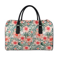 Exotic Tropical Hibiscus Pattern Print Leather Duffel Bag