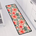 Exotic Tropical Hibiscus Pattern Print Long Kitchen Mat