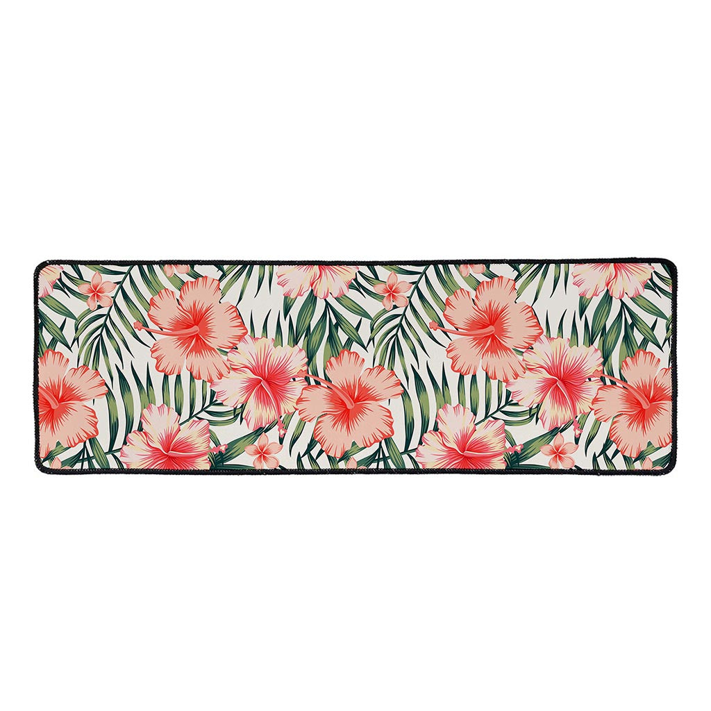 Exotic Tropical Hibiscus Pattern Print Long Kitchen Mat