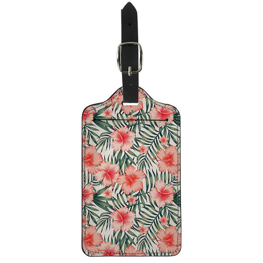 Exotic Tropical Hibiscus Pattern Print Luggage Tag