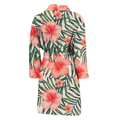 Exotic Tropical Hibiscus Pattern Print Men's Bathrobe