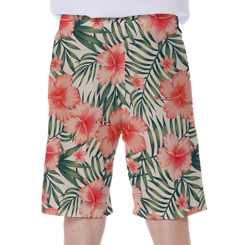 Exotic Tropical Hibiscus Pattern Print Men's Beach Shorts