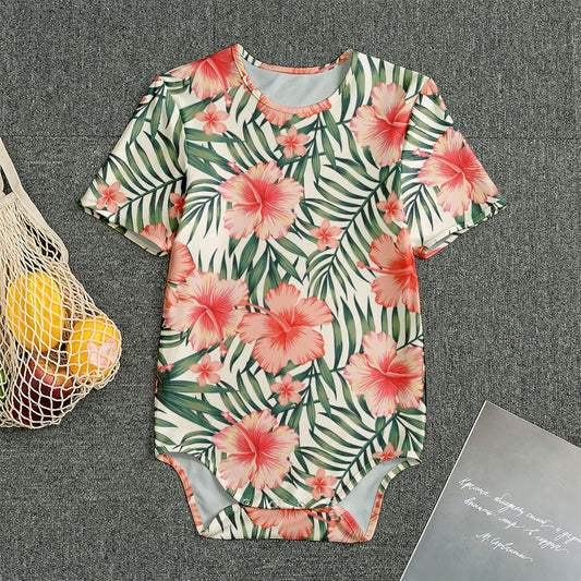 Exotic Tropical Hibiscus Pattern Print Men's Bodysuit