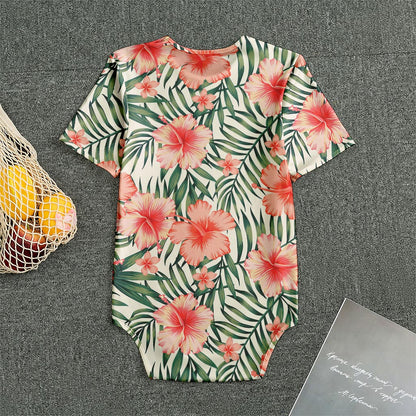 Exotic Tropical Hibiscus Pattern Print Men's Bodysuit