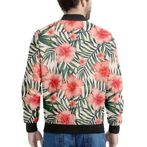 Exotic Tropical Hibiscus Pattern Print Men's Bomber Jacket