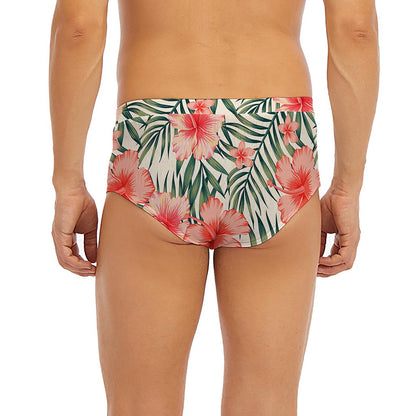 Exotic Tropical Hibiscus Pattern Print Men's Briefs