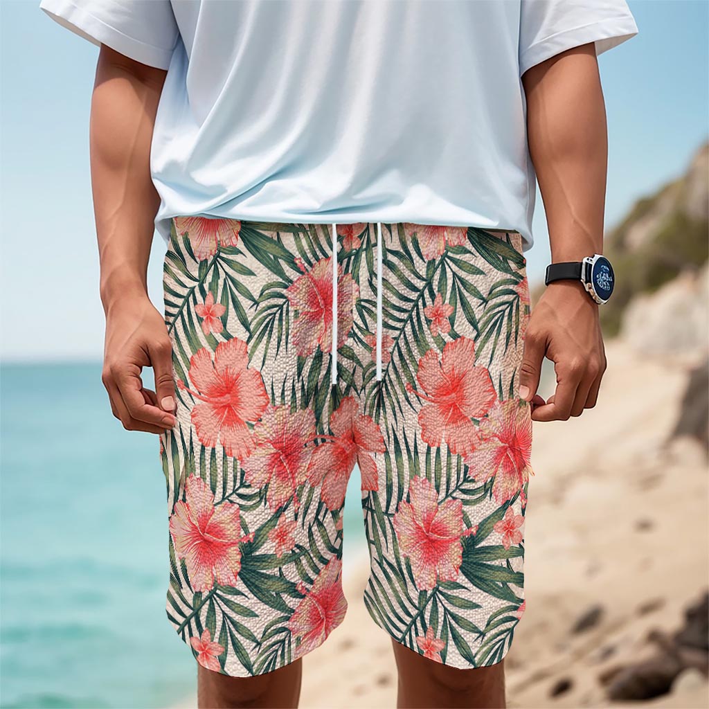 Exotic Tropical Hibiscus Pattern Print Men's Cargo Shorts