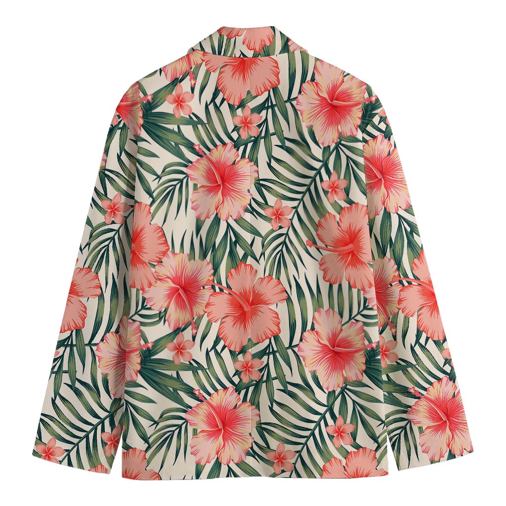 Exotic Tropical Hibiscus Pattern Print Men's Cotton Blazer