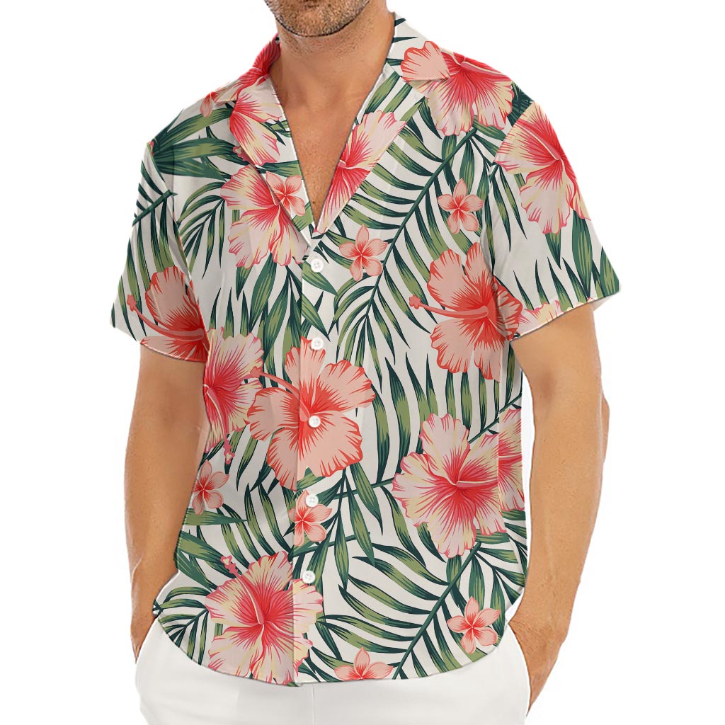 Exotic Tropical Hibiscus Pattern Print Men's Deep V-Neck Shirt