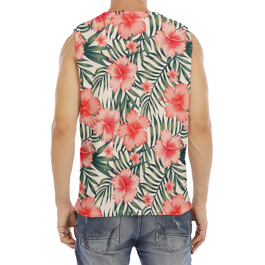 Exotic Tropical Hibiscus Pattern Print Men's Fitness Tank Top