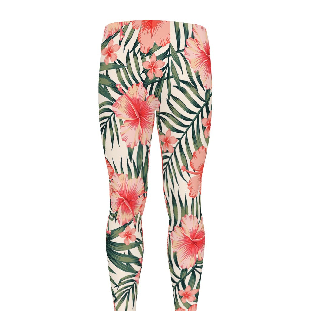 Exotic Tropical Hibiscus Pattern Print Men's leggings