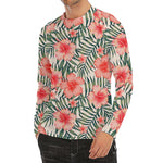 Exotic Tropical Hibiscus Pattern Print Men's Long Sleeve Rash Guard