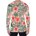 Exotic Tropical Hibiscus Pattern Print Men's Long Sleeve T-Shirt