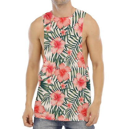 Exotic Tropical Hibiscus Pattern Print Men's Muscle Tank Top