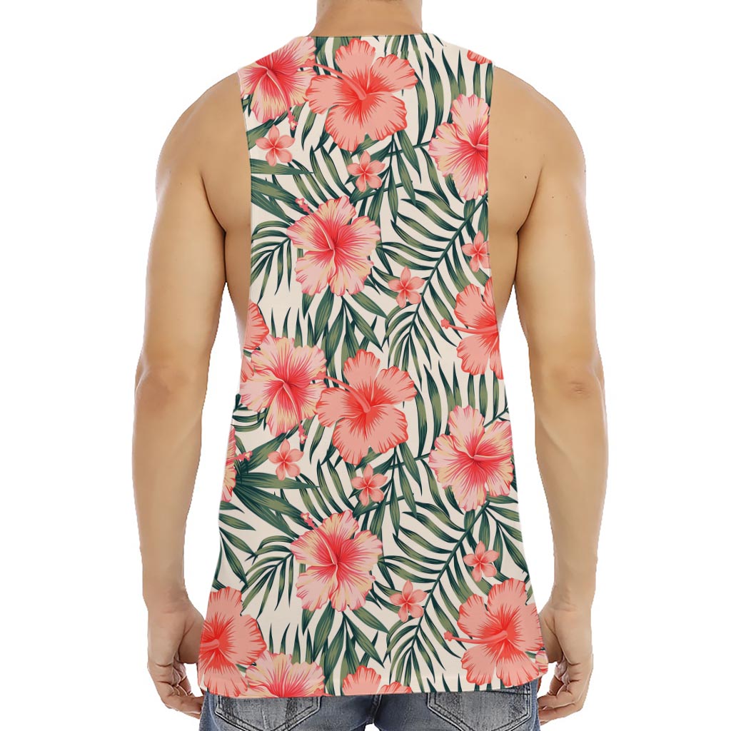 Exotic Tropical Hibiscus Pattern Print Men's Muscle Tank Top