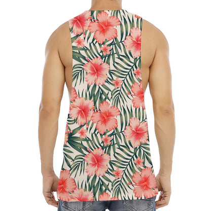Exotic Tropical Hibiscus Pattern Print Men's Muscle Tank Top