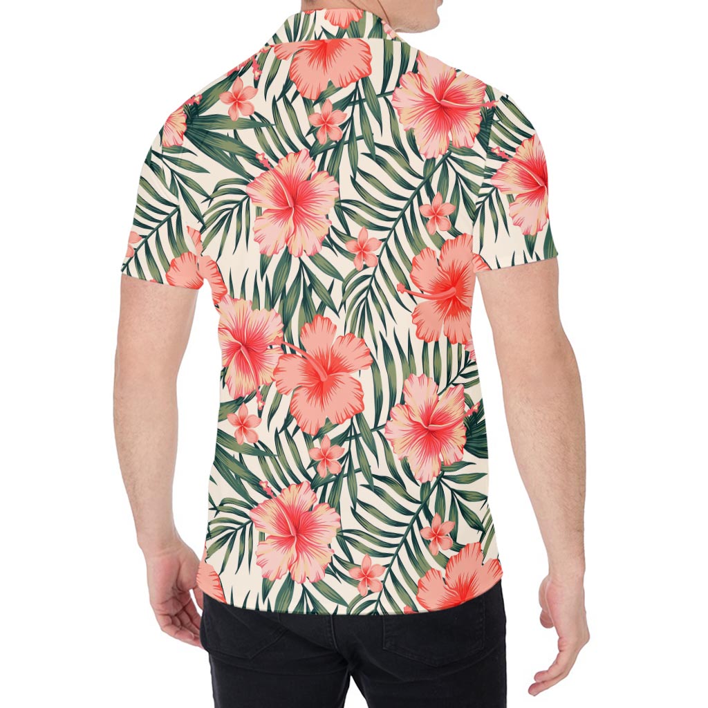 Exotic Tropical Hibiscus Pattern Print Men's Shirt