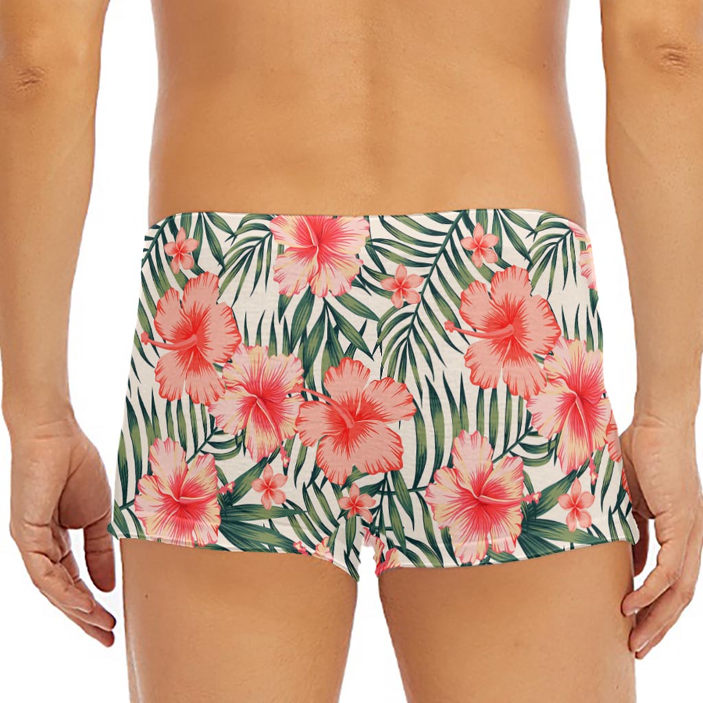 Exotic Tropical Hibiscus Pattern Print Men's Short Boxer Briefs