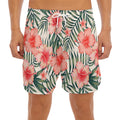Exotic Tropical Hibiscus Pattern Print Men's Split Running Shorts