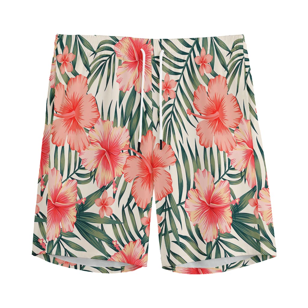Exotic Tropical Hibiscus Pattern Print Men's Sports Shorts