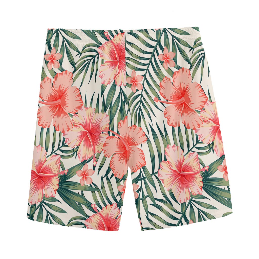 Exotic Tropical Hibiscus Pattern Print Men's Sports Shorts